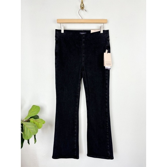 NWT NYDJ Black Pull-On Slim Bootcut Spanspring Denim Jeans Sz PM - Picture 1 of 8